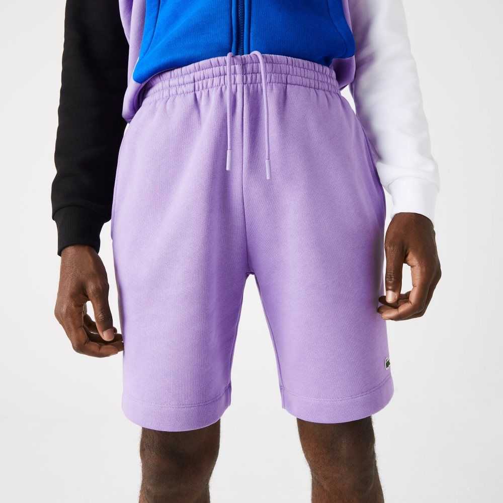 Lacoste Organic Brushed Cotton Fleece Shorts Purple | TZNQ-79136