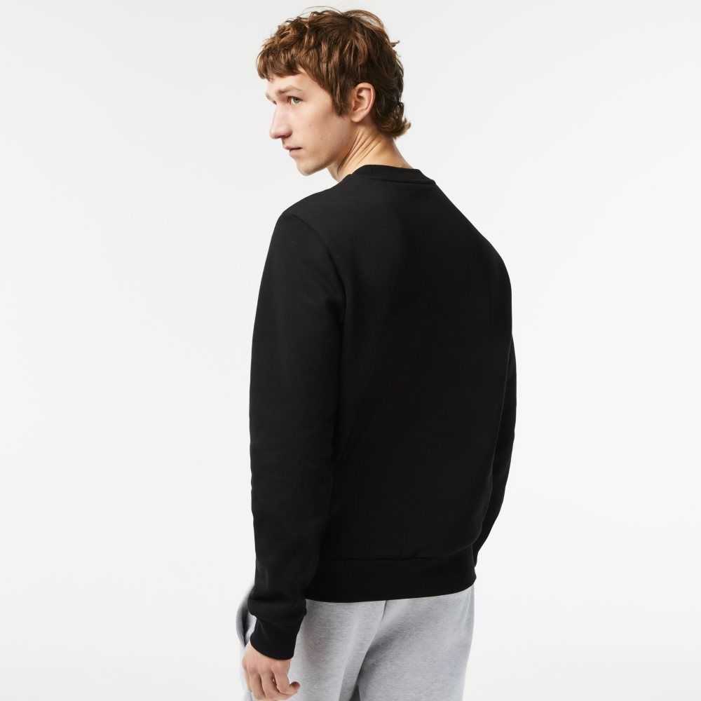 Lacoste Organic Brushed Cotton Sweatshirt Black | FAON-10563