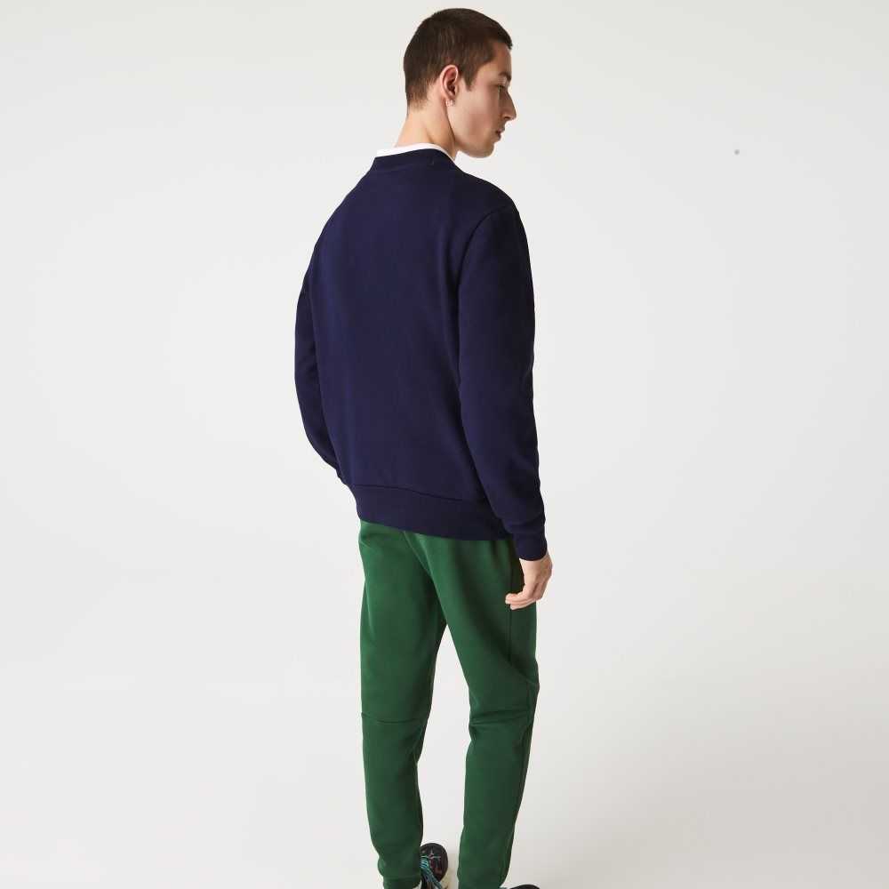 Lacoste Organic Brushed Cotton Sweatshirt Navy Blue | HILC-57861