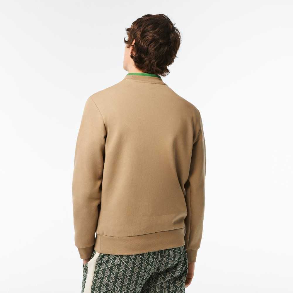 Lacoste Organic Brushed Cotton Sweatshirt Beige | PNDA-57248
