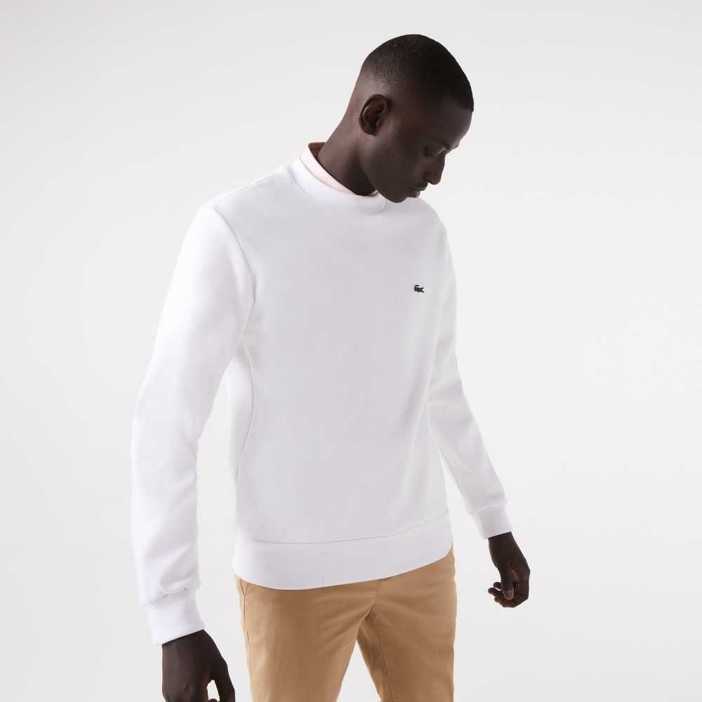 Lacoste Organic Brushed Cotton Sweatshirt White | VFTY-87392