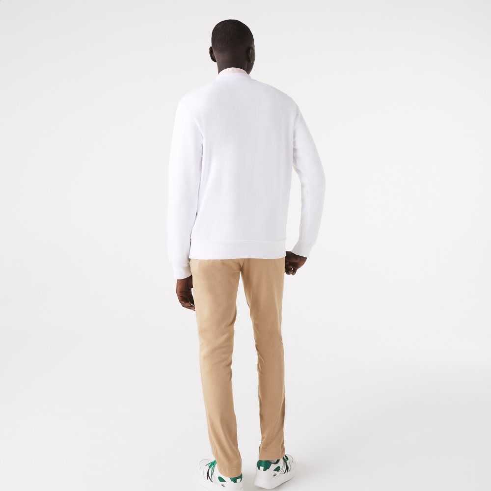 Lacoste Organic Brushed Cotton Sweatshirt White | VFTY-87392