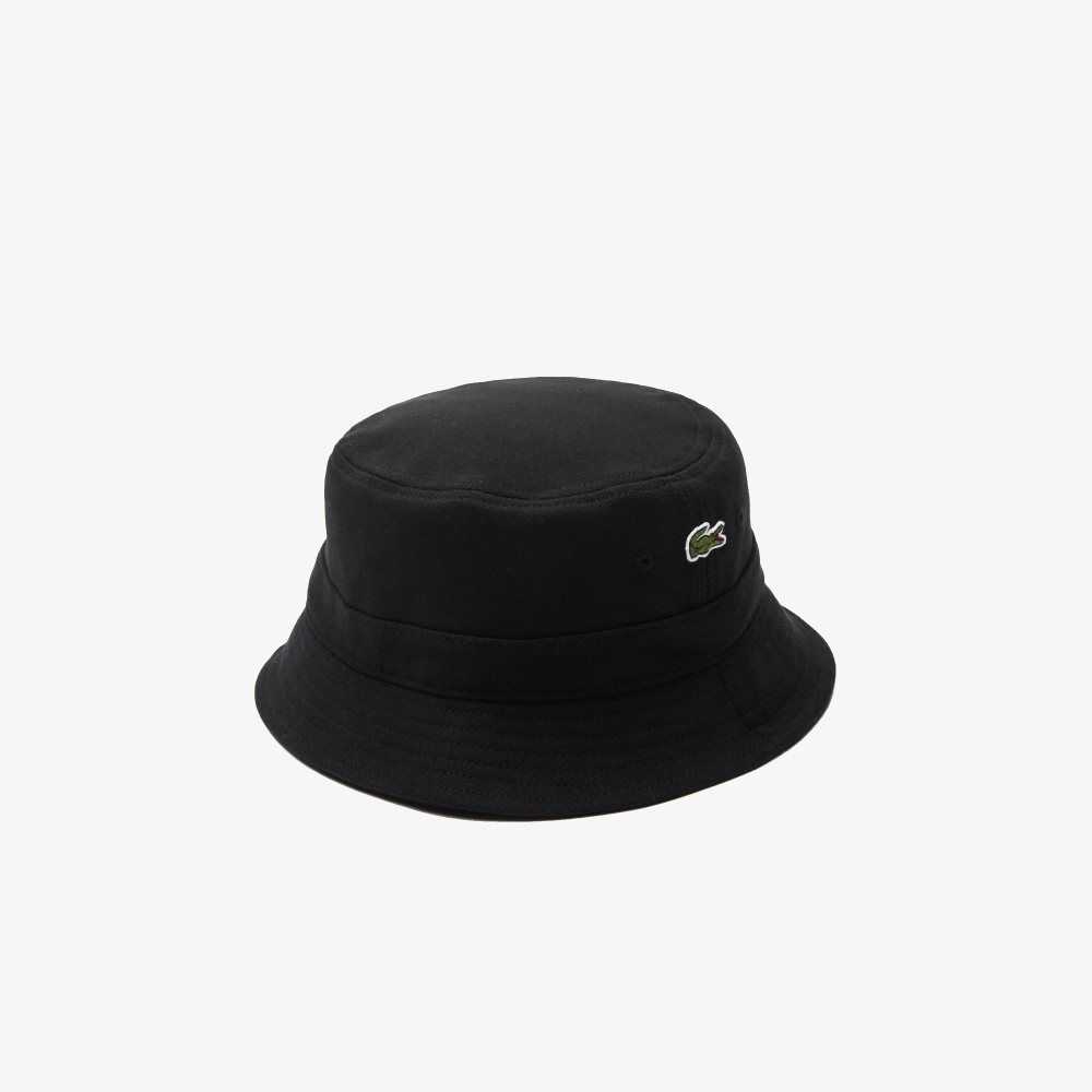 Lacoste Organic Cotton Bucket Hat Black | OFJL-53497