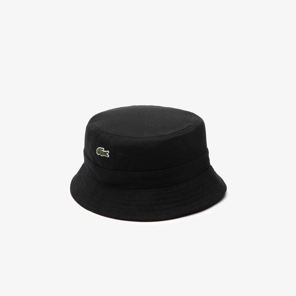 Lacoste Organic Cotton Bucket Hat Black | OFJL-53497