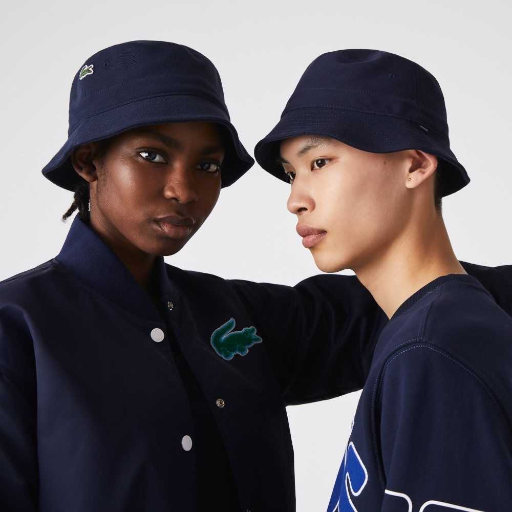 Lacoste Organic Cotton Bucket Hat Navy Blue | KMWO-42603