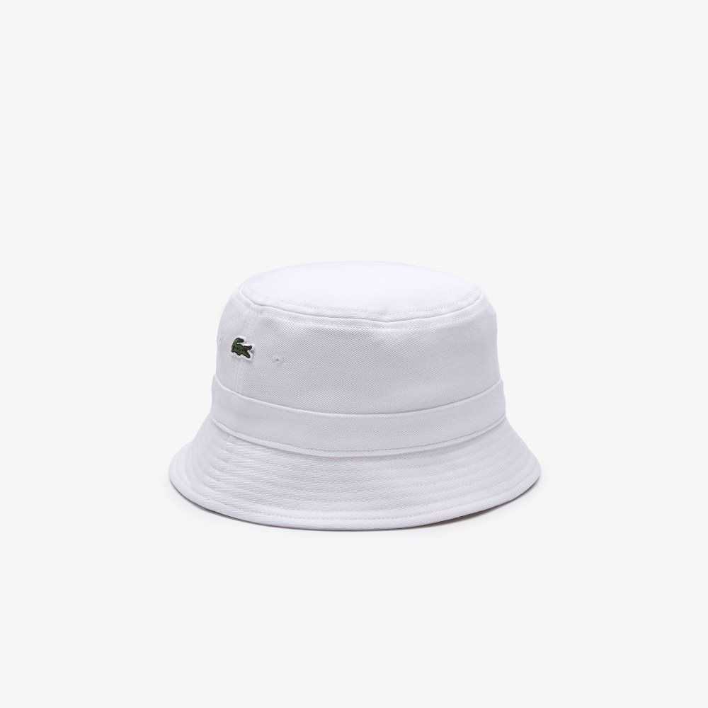 Lacoste Organic Cotton Bucket Hat White | SYDX-64079