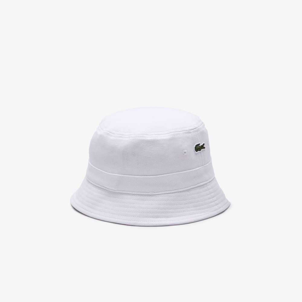 Lacoste Organic Cotton Bucket Hat White | SYDX-64079