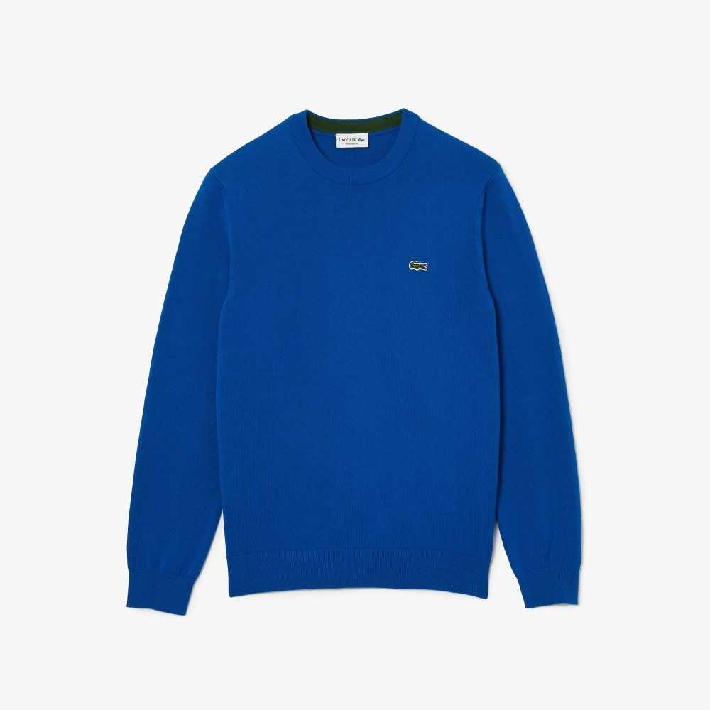 Lacoste Organic Cotton Crew Neck Sweater Blue | EALJ-08571