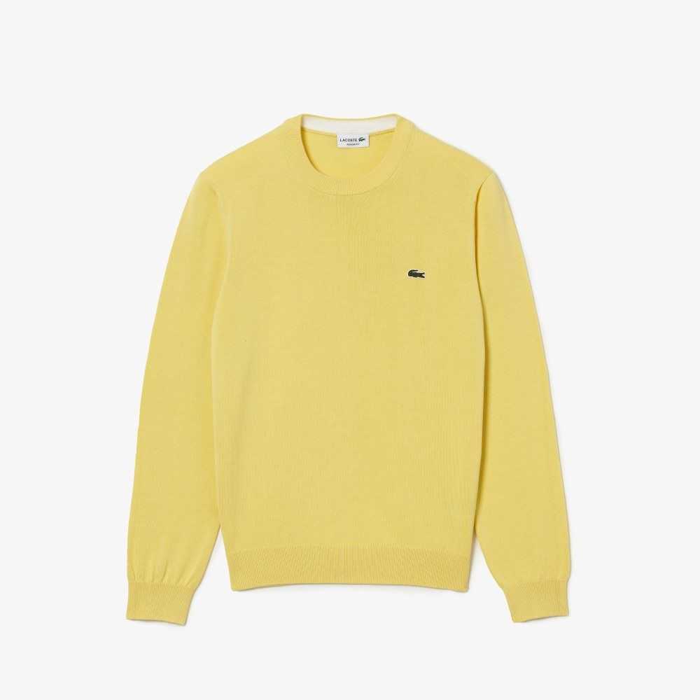 Lacoste Organic Cotton Crew Neck Sweater Yellow | YOVR-16972