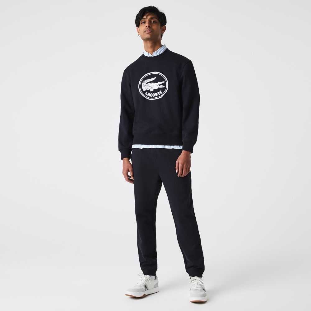 Lacoste Organic Cotton Fleece Jogging Pants Navy Blue | BKNQ-67132