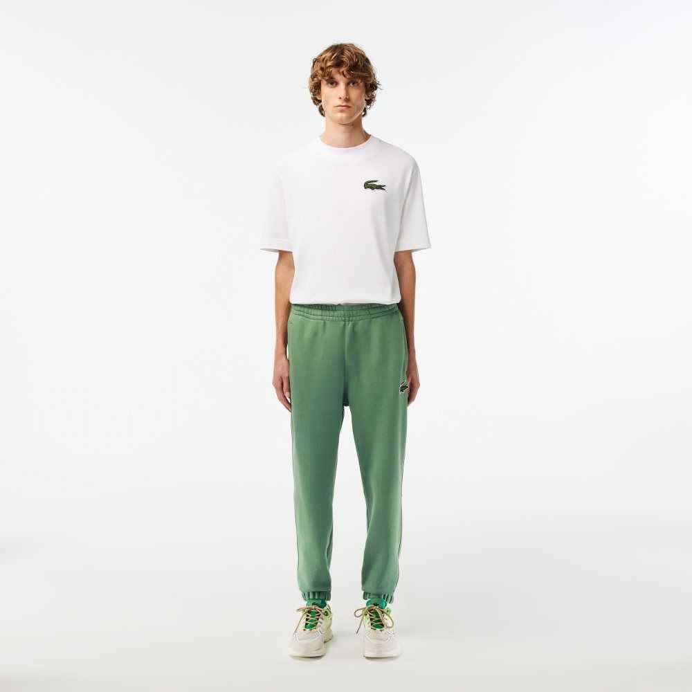 Lacoste Organic Cotton Fleece Trackpants Khaki Green | DBWN-54081