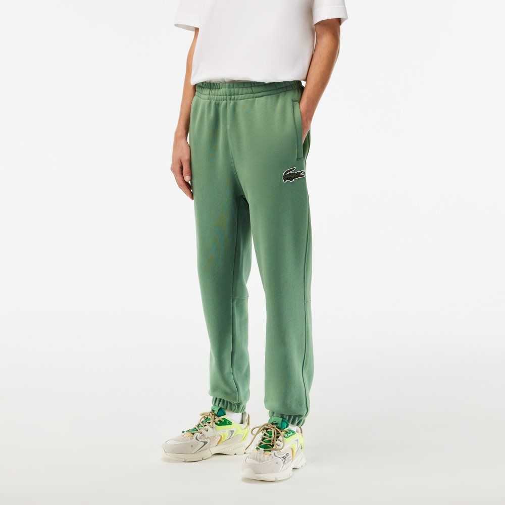 Lacoste Organic Cotton Fleece Trackpants Khaki Green | DBWN-54081