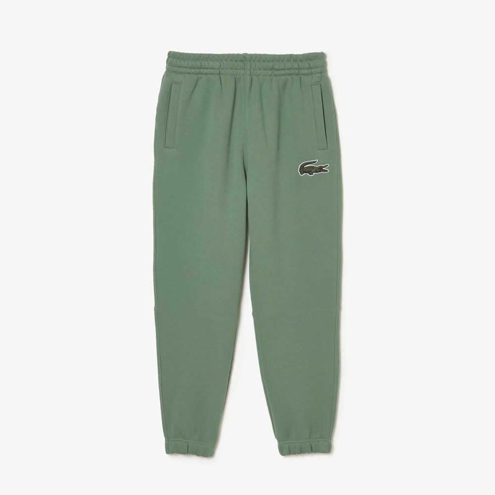 Lacoste Organic Cotton Fleece Trackpants Khaki Green | DBWN-54081