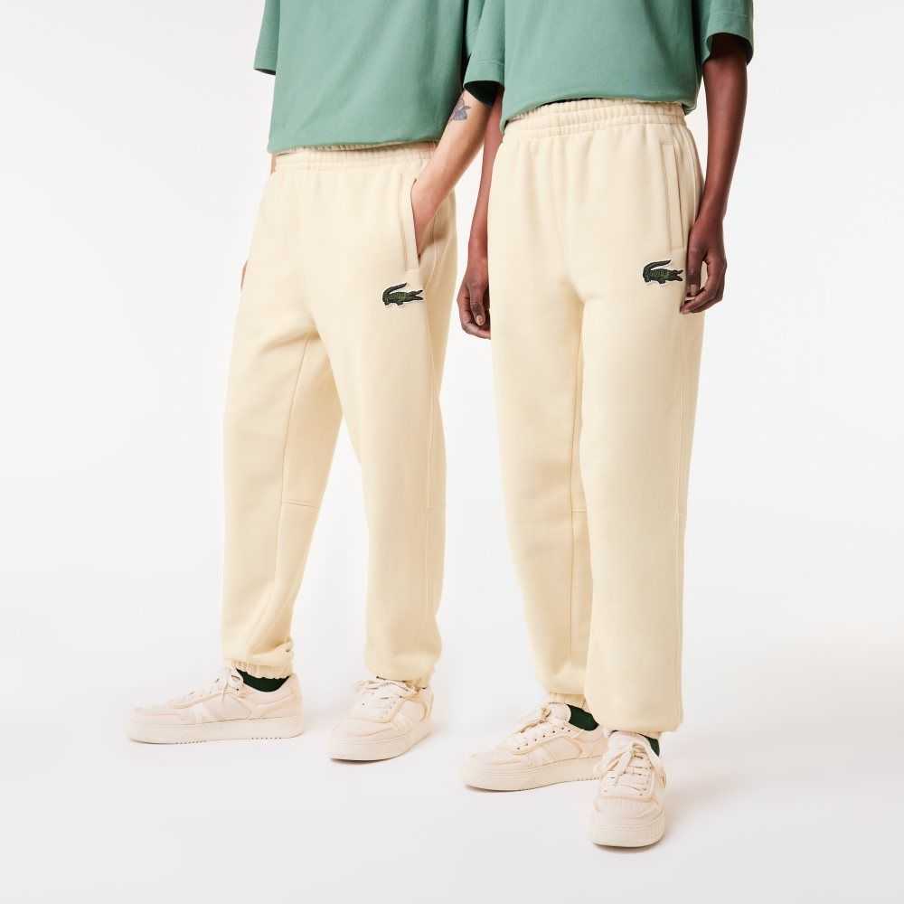 Lacoste Organic Cotton Fleece Trackpants White | HRDG-53897