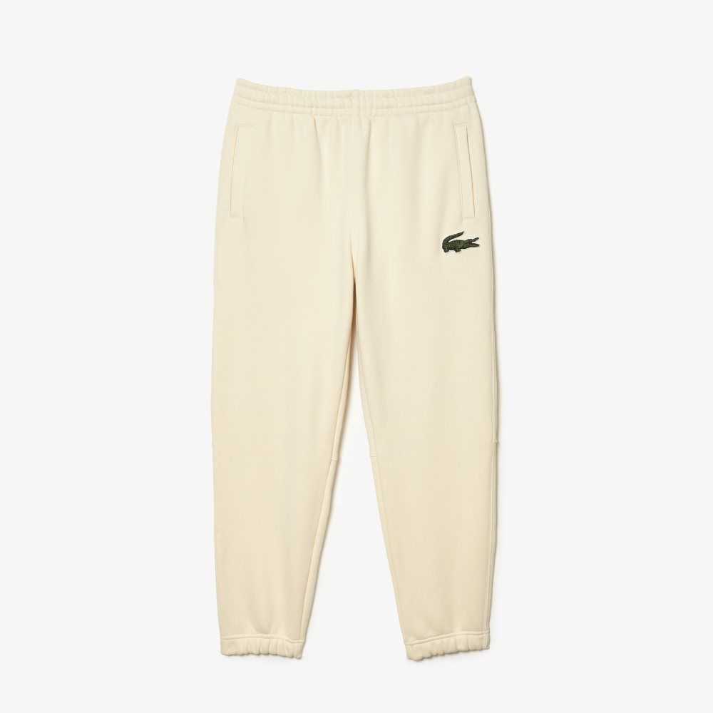 Lacoste Organic Cotton Fleece Trackpants White | HRDG-53897