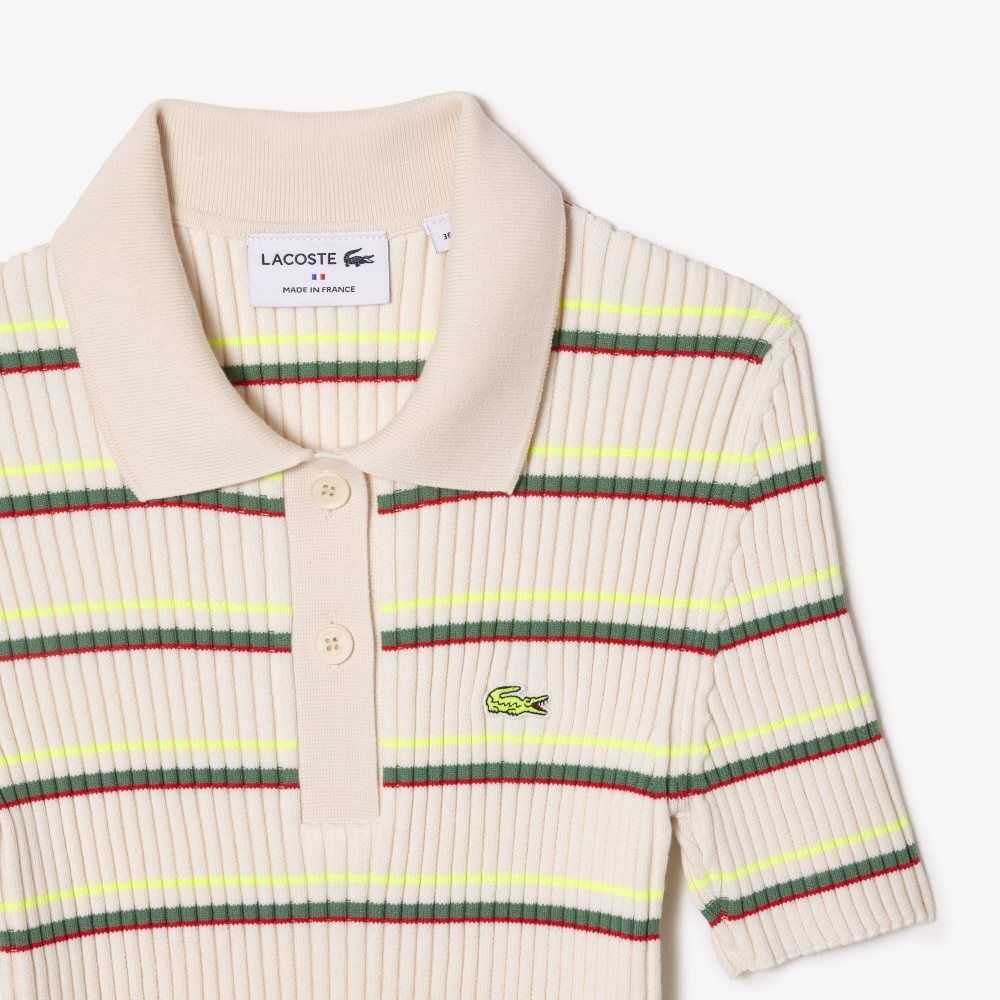 Lacoste Organic Cotton French Made Striped Polo White | KUFL-16748