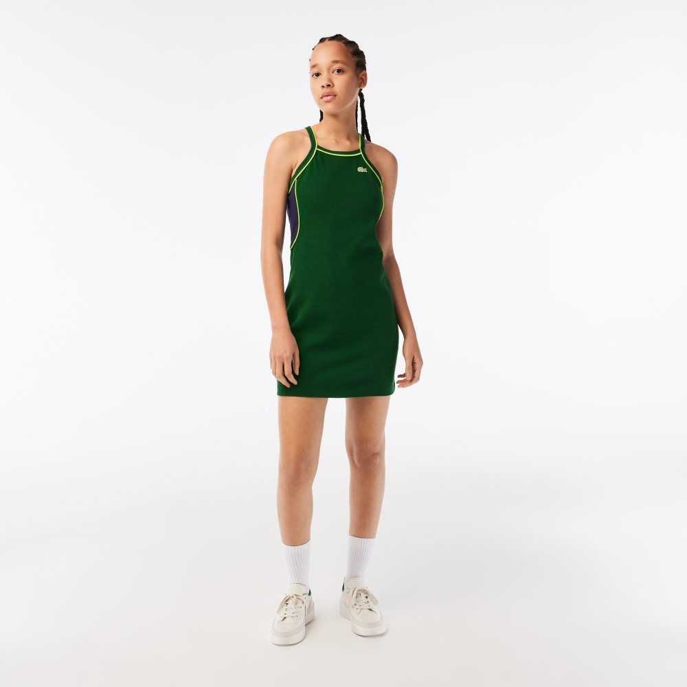 Lacoste Organic Cotton French Made Tennis Dress Green | YLMD-25316