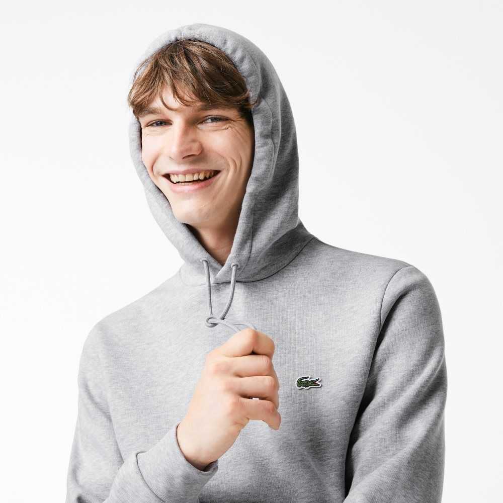 Lacoste Organic Cotton Hooded Sweatshirt Grey Chine | IXAV-96041