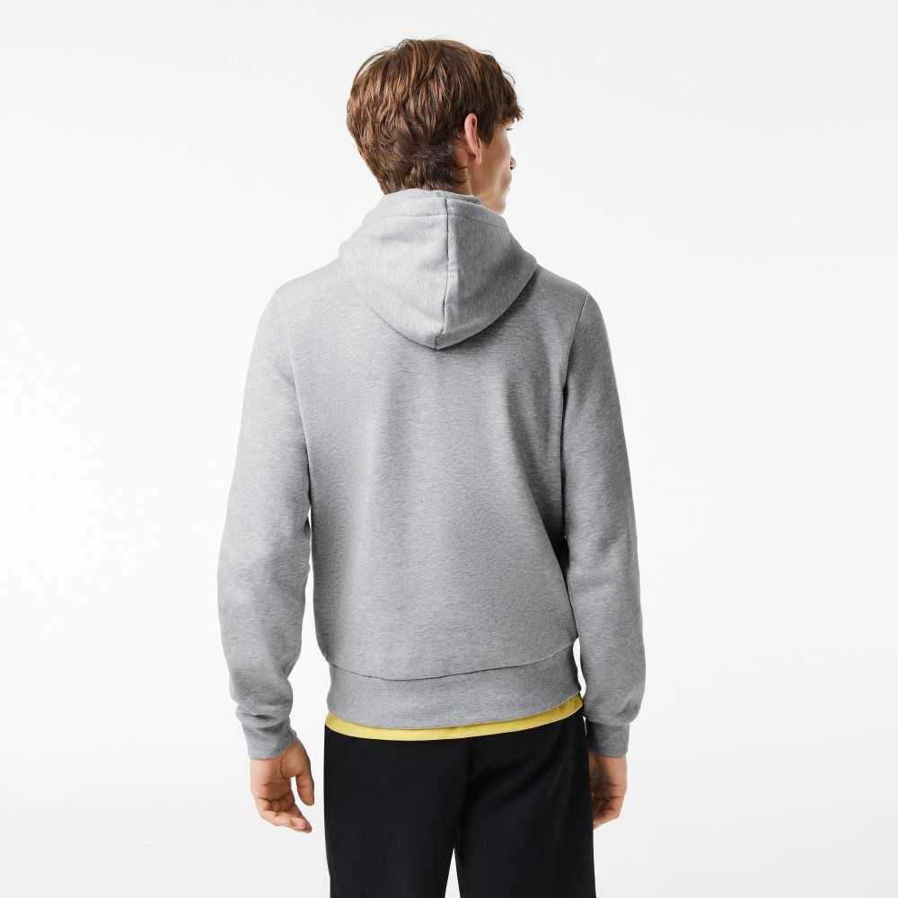 Lacoste Organic Cotton Hooded Sweatshirt Grey Chine | IXAV-96041