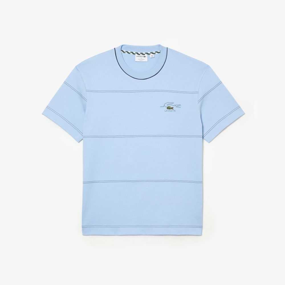 Lacoste Organic Cotton Jersey Stripe T-Shirt Blue | CRFB-31264