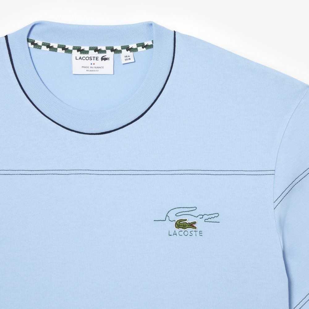 Lacoste Organic Cotton Jersey Stripe T-Shirt Blue | CRFB-31264