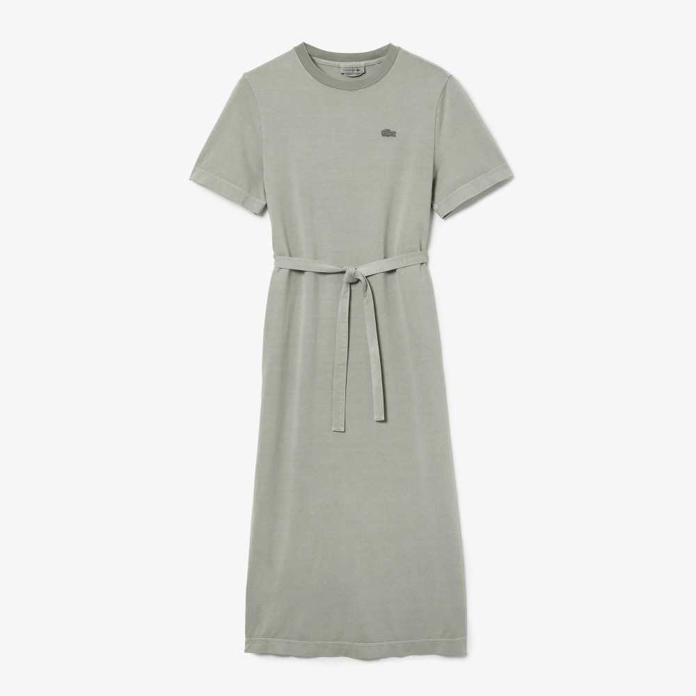 Lacoste Organic Cotton Long T-Shirt Dress Light Green | TMPF-21968