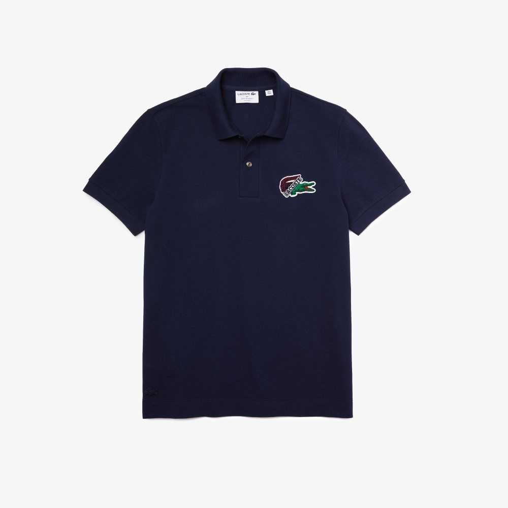 Lacoste Organic Cotton Pique Polo Navy Blue | NMQT-65013