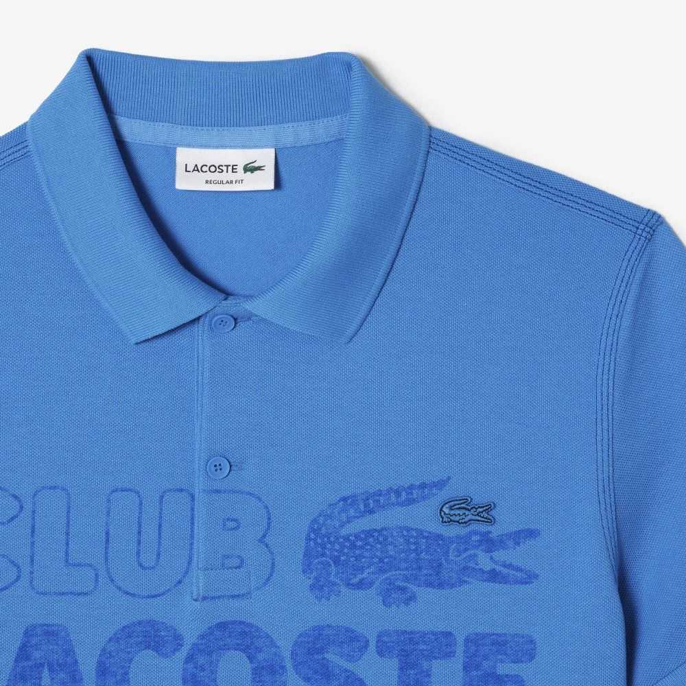 Lacoste Organic Cotton Printed Polo Blue | LIKX-87502