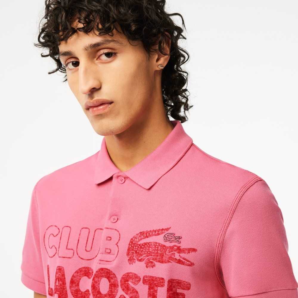 Lacoste Organic Cotton Printed Polo Pink | GKRF-32486