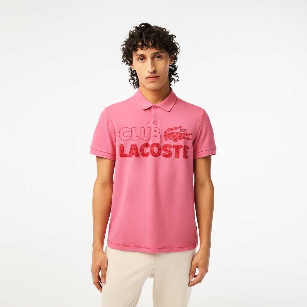 Lacoste Organic Cotton Printed Polo Pink | GKRF-32486