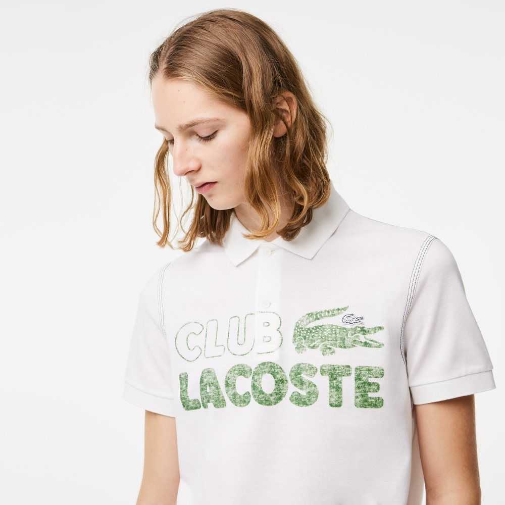 Lacoste Organic Cotton Printed Polo White | TOWS-24798