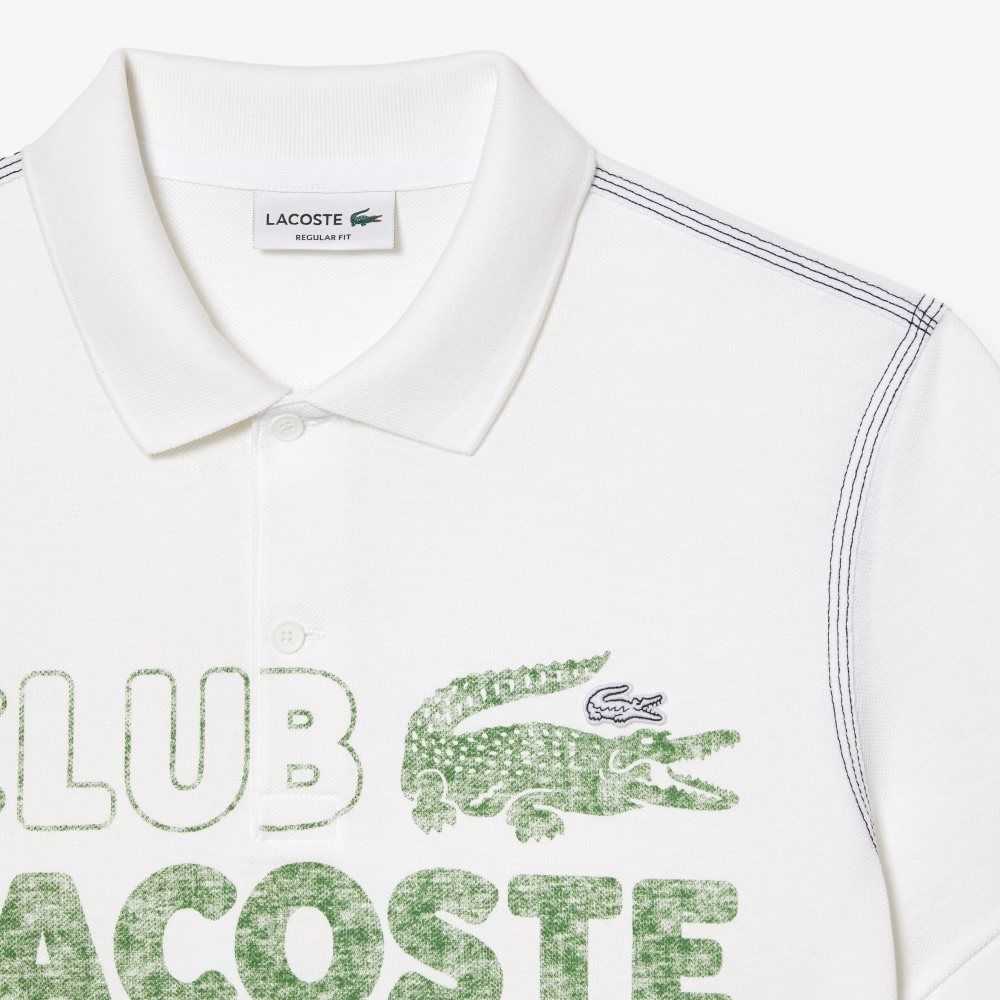 Lacoste Organic Cotton Printed Polo White | TOWS-24798