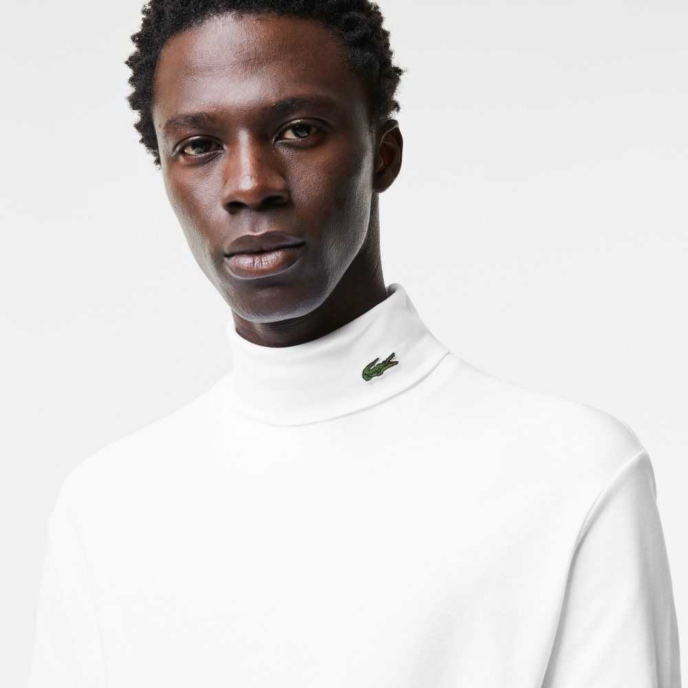 Lacoste Organic Cotton Turtleneck T-Shirt White | QSKN-91764