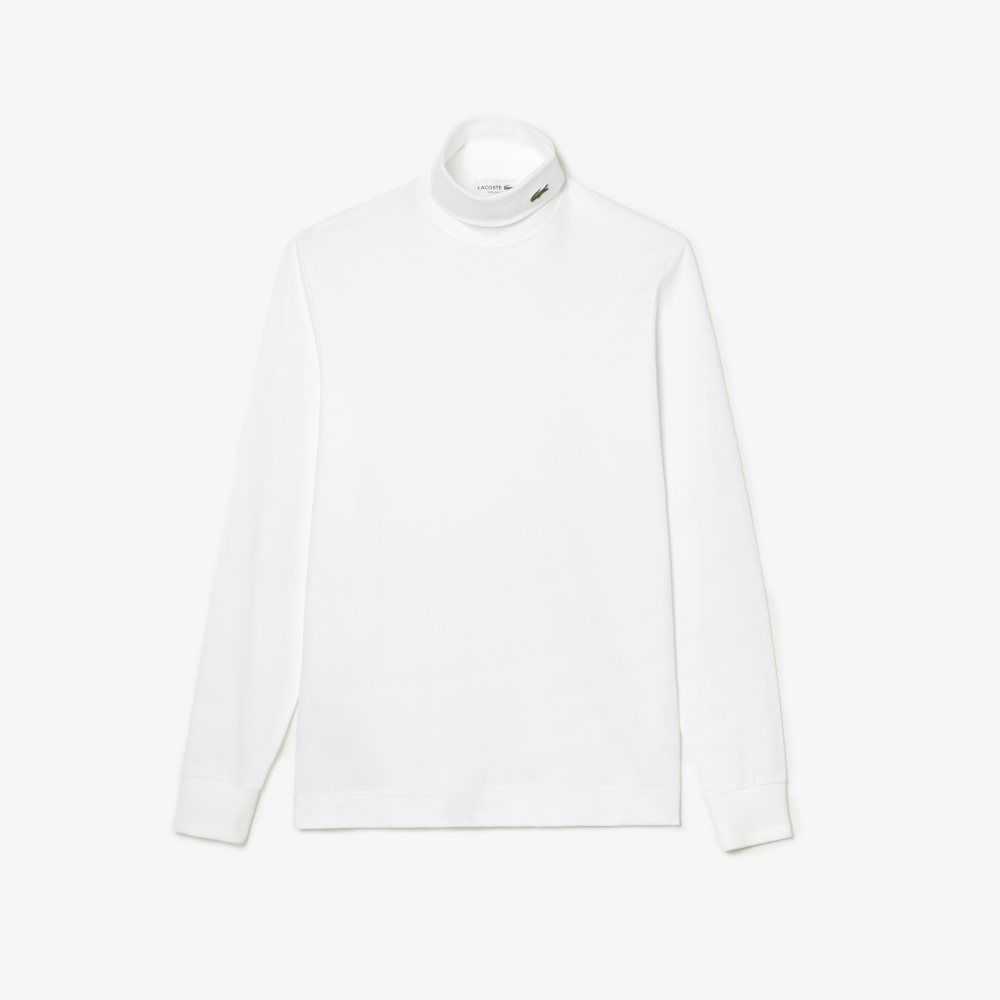 Lacoste Organic Cotton Turtleneck T-Shirt White | QSKN-91764