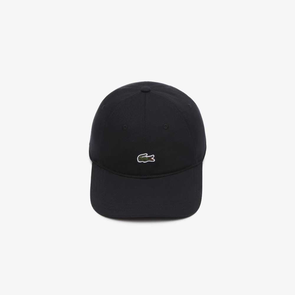 Lacoste Organic Cotton Twill Cap Black | DVBI-85276