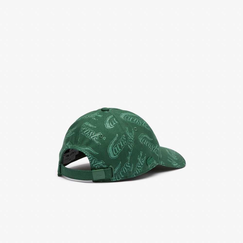 Lacoste Organic Cotton Vintage Print Cap Green / Khaki Green | PTRK-70594