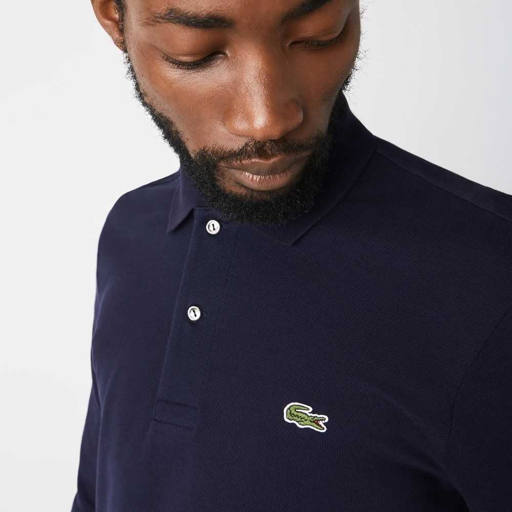 Lacoste Original L.12.12 Long Sleeve Cotton Polo Navy Blue | FDEV-72609