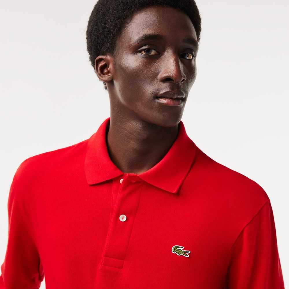 Lacoste Original L.12.12 Long Sleeve Cotton Polo Red | RZAO-83745