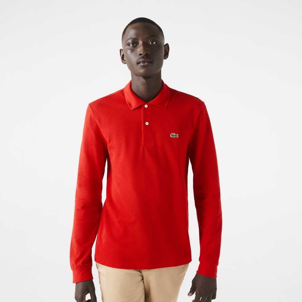 Lacoste Original L.12.12 Long Sleeve Cotton Polo Red | RZAO-83745