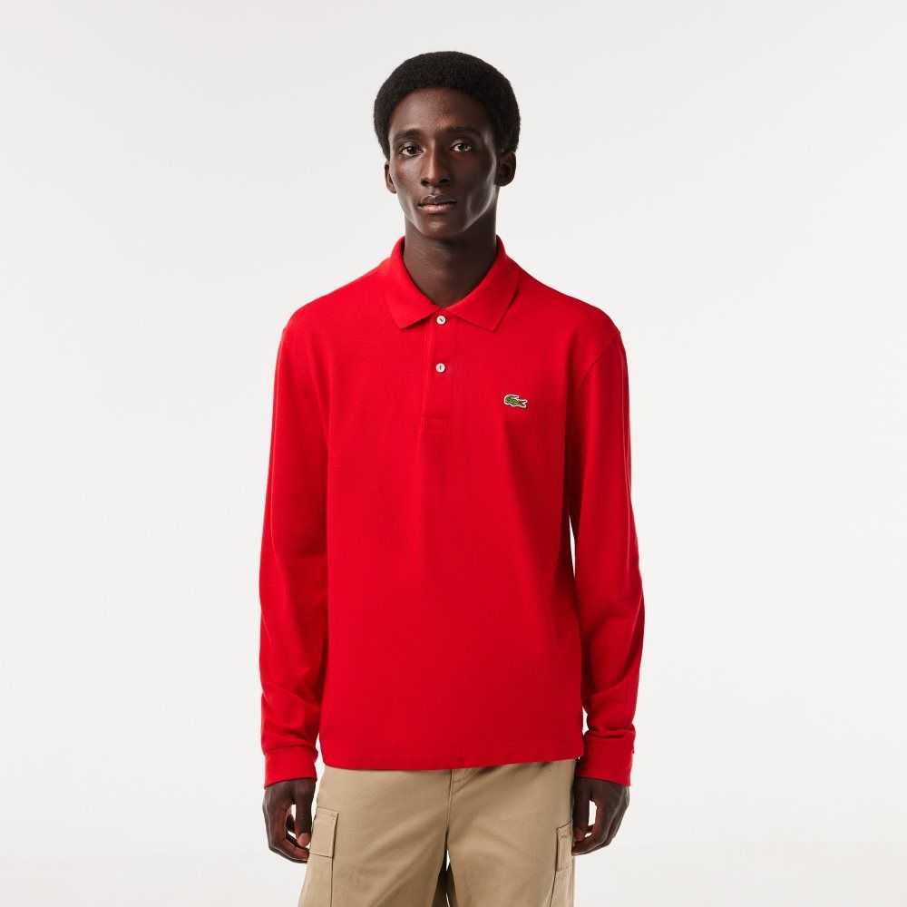 Lacoste Original L.12.12 Long Sleeve Cotton Polo Red | RZAO-83745