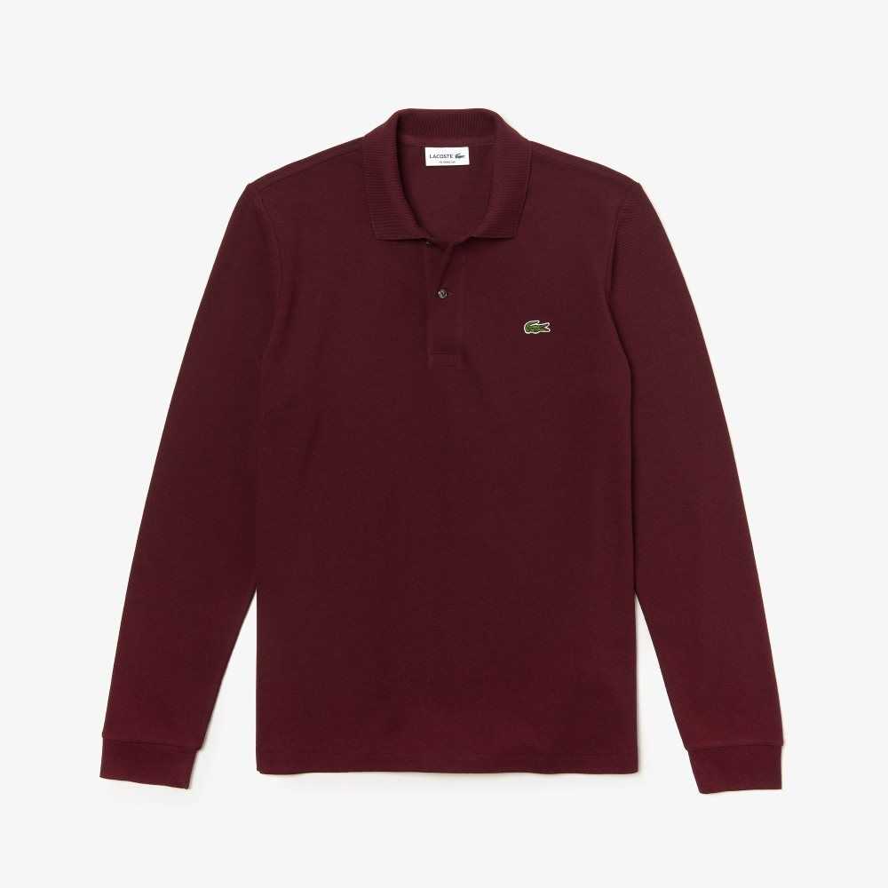 Lacoste Original L.12.12 Long Sleeve Heathered Cotton Polo Bordeaux | QXWL-05683