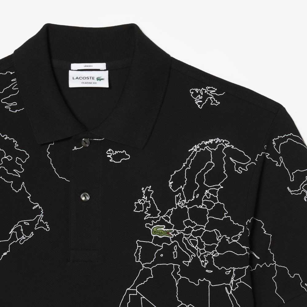 Lacoste Original L.12.12 Planisphere Polo Black | JPFZ-32461