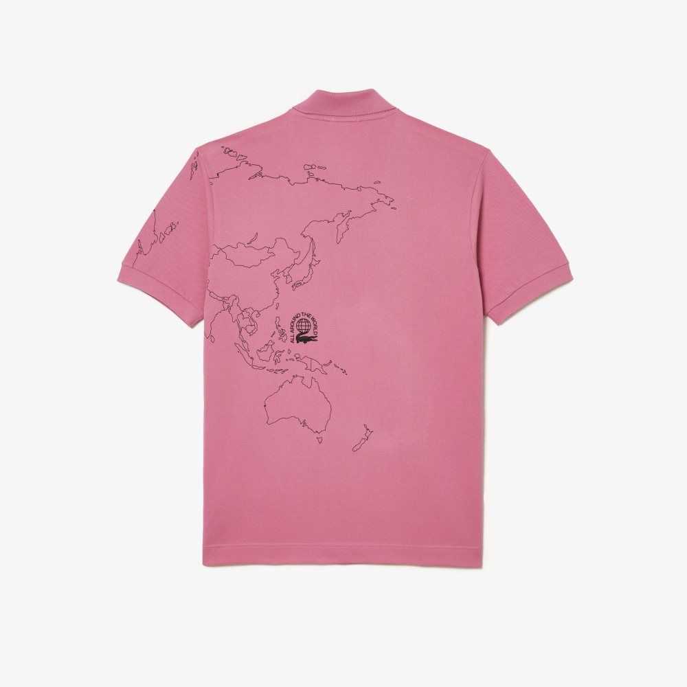 Lacoste Original L.12.12 Planisphere Polo Pink | RLQH-06514