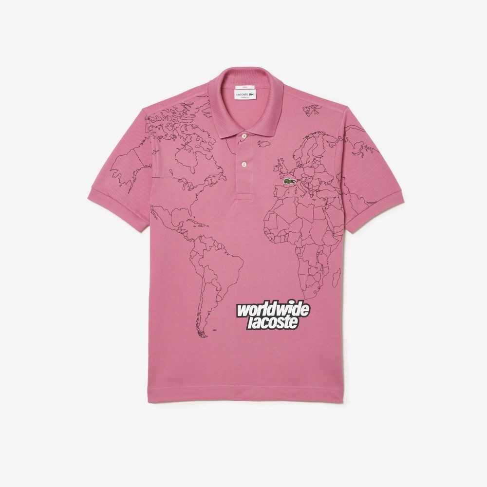 Lacoste Original L.12.12 Planisphere Polo Pink | RLQH-06514