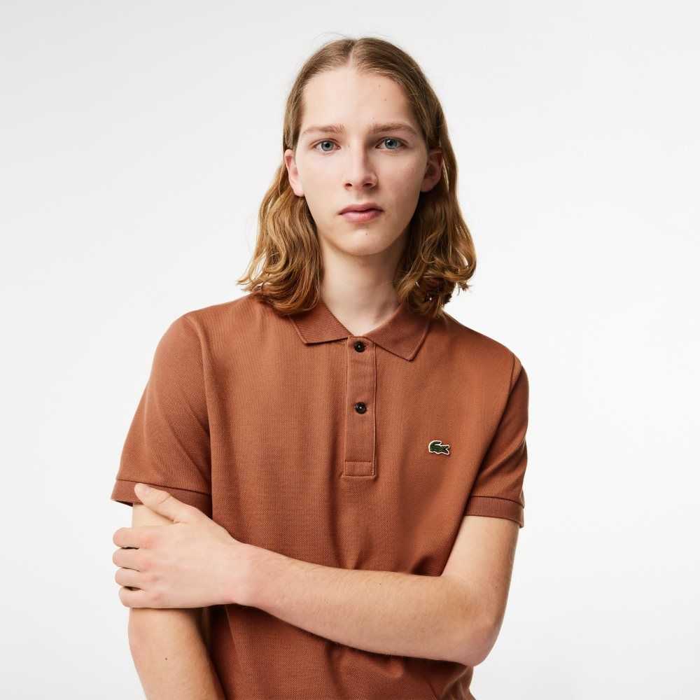 Lacoste Original L.12.12 Slim Fit Petit Pique Cotton Polo Light Brown | KQUR-61485