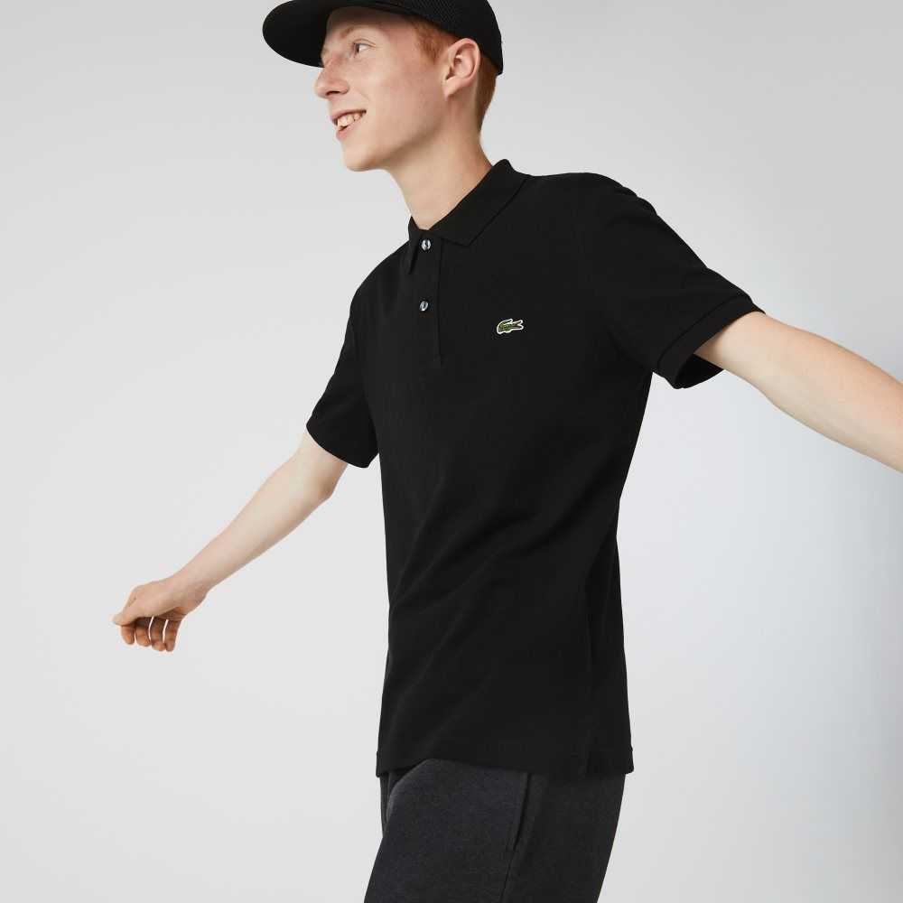 Lacoste Original L.12.12 Slim Fit Petit Pique Cotton Polo Black | THXQ-07548