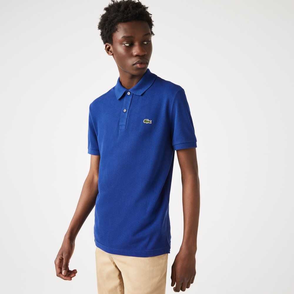 Lacoste Original L.12.12 Slim Fit Petit Pique Cotton Polo Blue | VWFT-70958