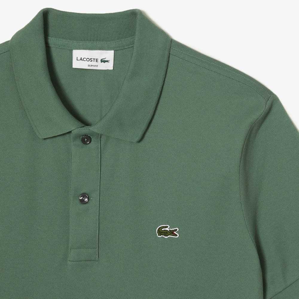 Lacoste Original L.12.12 Slim Fit Petit Pique Cotton Polo Khaki Green | WHZD-70398