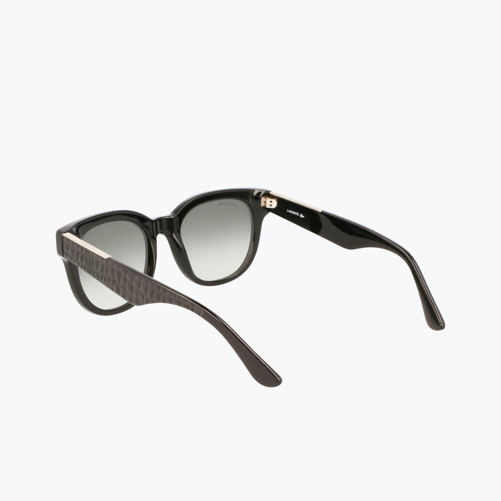 Lacoste Oval Acetate Croco Skin Sunglasses Matt Black | BVUI-94617