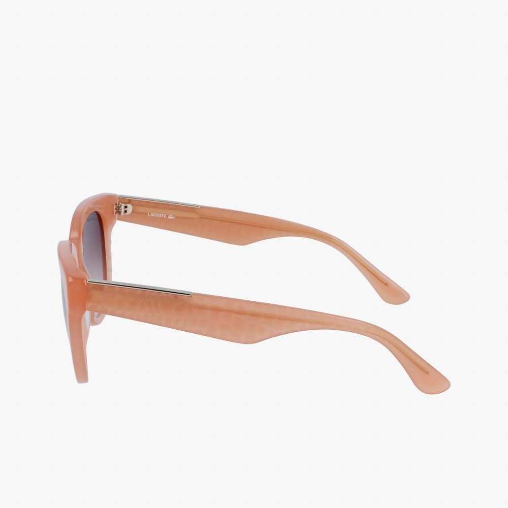 Lacoste Oval Acetate Croco Skin Sunglasses Rose | KUFB-76945